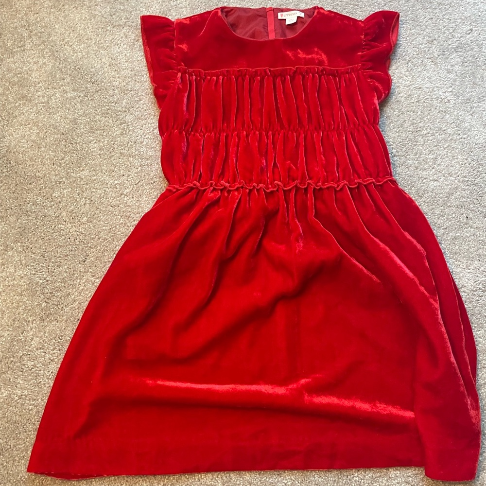 J. Crew Crewcuts red velvet smocked dress